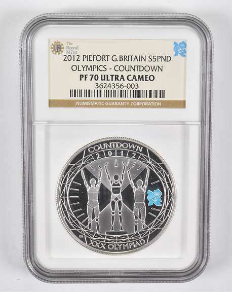 PF70 UCAM 2012 Great Britain 5 Pounds Silver Olympics Piefort NGC