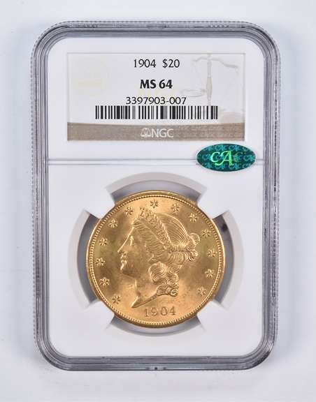MS64 1904 $20 Liberty Head Gold Double Eagle CAC NGC