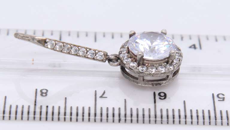 Vintage Sterling Silver Cubic Zirconia Dangle Earrings