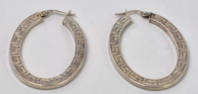 Sterling Silver Elongated Hoop Earrings