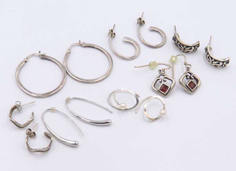 Group Lot of Vintage Sterling Silver Earrings