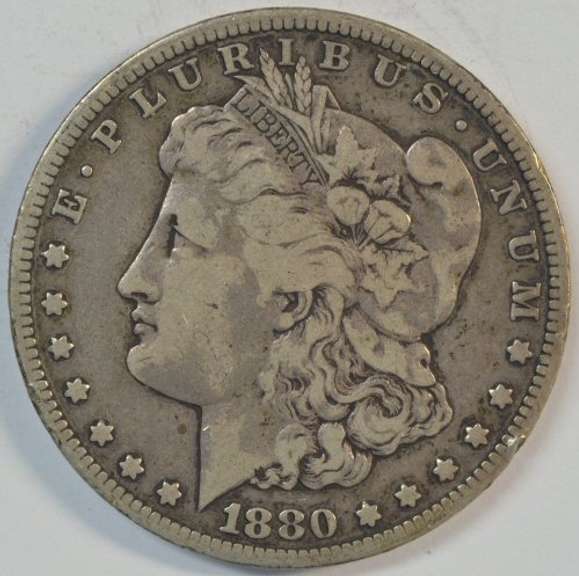 Ultra scarce 1880-CC Morgan Silver Dollar. Reverse of 1878