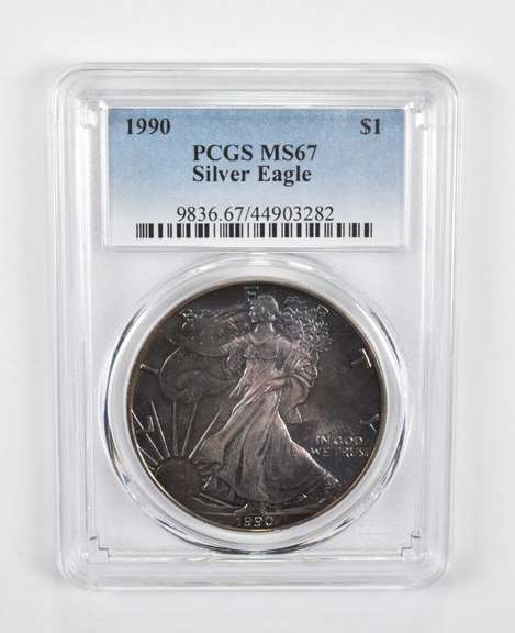 MS67 1990 American Silver Eagle - Graded PCGS