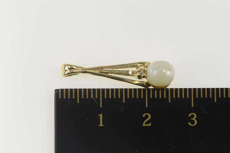 14K Yellow Gold Pearl Diamond Accent Drop Statement Pendant