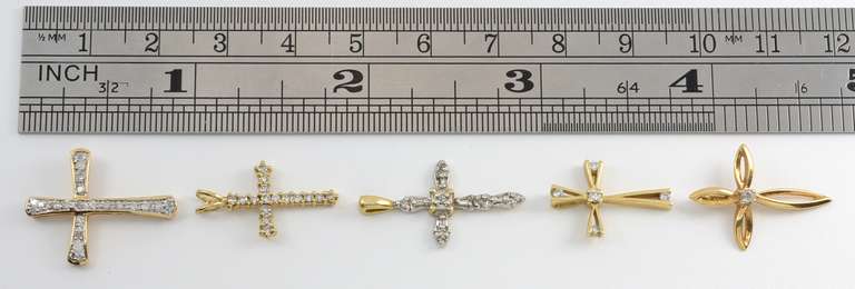 Group of 5 Diamond Cross Pendants