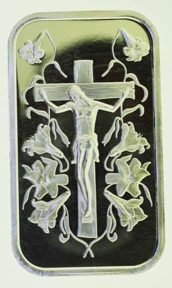 Jesus On The Cross 1oz .999 Fine Silver Bar In a Case