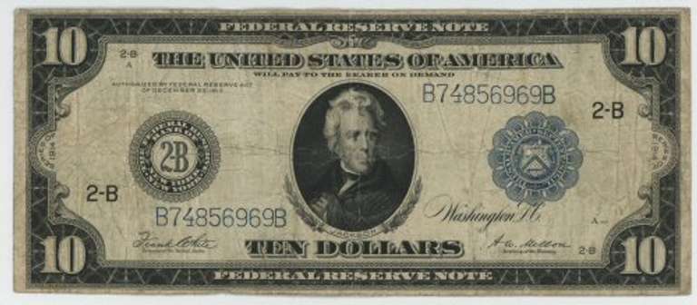 Nicer 1914 Series Large Size $10 Federal Reserve Note (2-B)