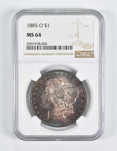 MS64 1885-O Morgan Silver Dollar NGC Toned!