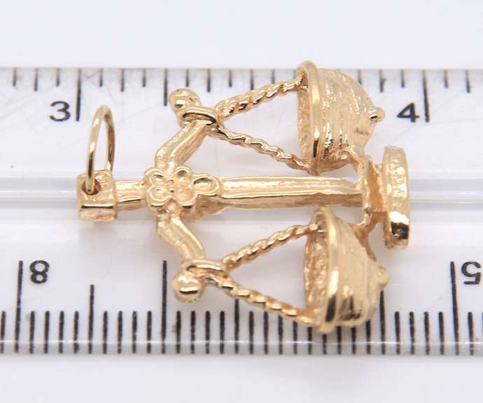 Cute Yellow Gold Scale Charm Pendant