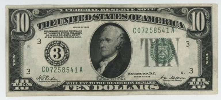 Gem CU Series of 1928 $10 Federal Reserve Note (3)