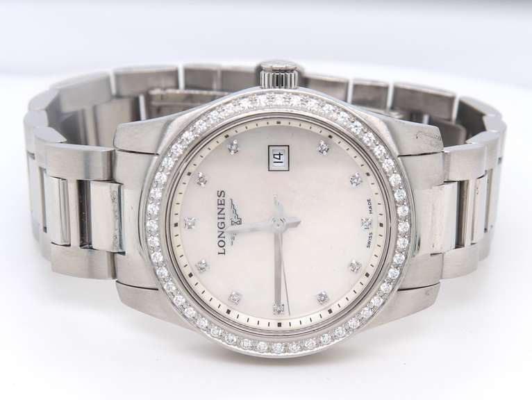 Longines Conquest Stainless Steel Diamond Bezel Ladies Watch