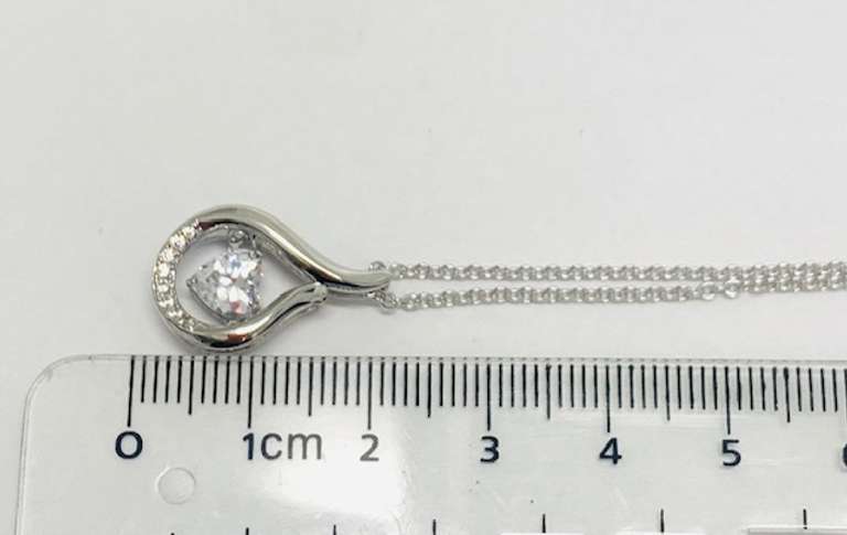 Beautiful Heart Center Stone Silver Pendant