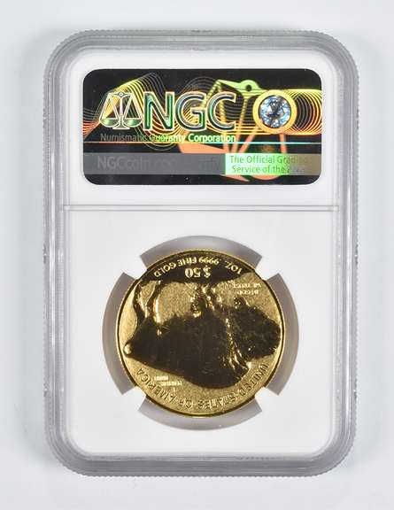 PF70 REV 2013-W $50 American 1 Oz Gold Buffalo Signed Everhart NGC