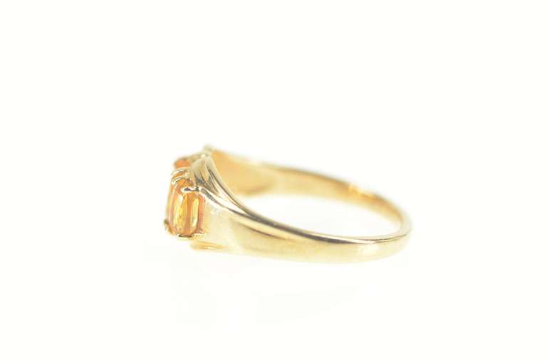 14K Yellow Gold Oval Citrine Three Stone Classic Statement Ring