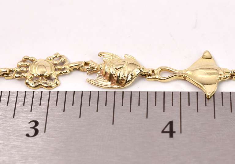 Lavish Ocean Themed Bracelet in 14K Yellow Gold