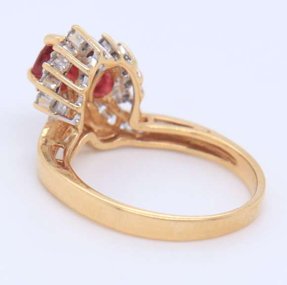 Lovely Yellow Gold Ruby and Diamond Cocktail Ring