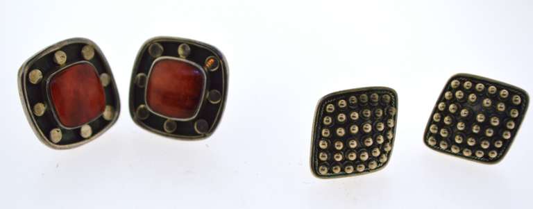 Sterling Silver Two Pair Of Stud Earrings