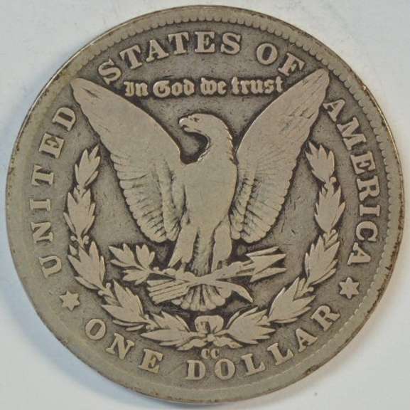 Scarcer 1890-CC Morgan Silver Dollar. Circ