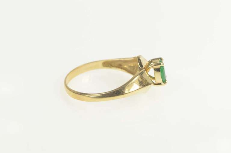 14K Yellow Gold Natural Emerald Oval Cut Engagement Bypass Ring