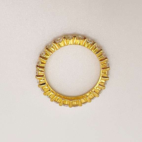 Beautiful Sterling Silver & 18kt Gold Plated Gemstone Band Ring