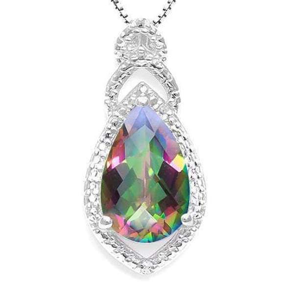 2.28 CT MYSTIC GEMSTONE & DIAMOND 925 STERLING SILVER PENDANT
