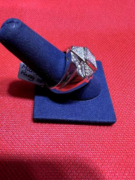 MENS 14K WHITE GOLD AND 1.75 CARAT IN DIAMOND RING