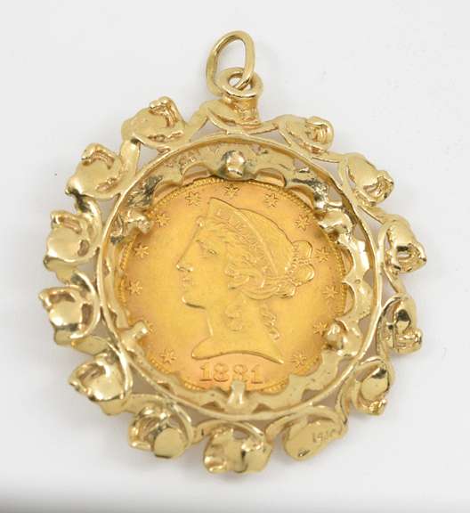 1881 $5 Gold Piece in Fancy Bezel