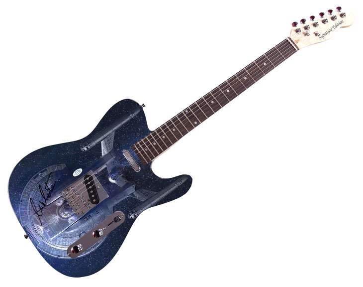 William Shatner Signed Star Trek Starship  U.S.S Enterprise Graphics Guitar