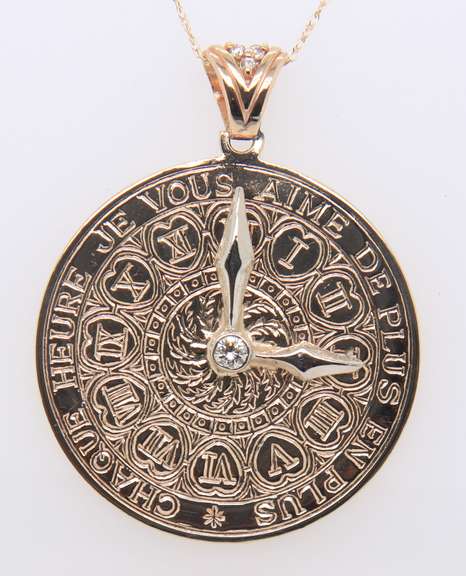 Graceful Yellow Gold I Love you More and More Every Hour Pendant on Chain