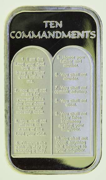 Ten Commandments 1oz .999 Fine Silver Bar in a Case