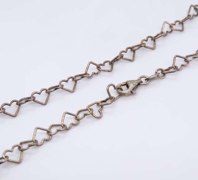 Vintage Italian Sterling Silver Heart Shaped Link Chain Necklace