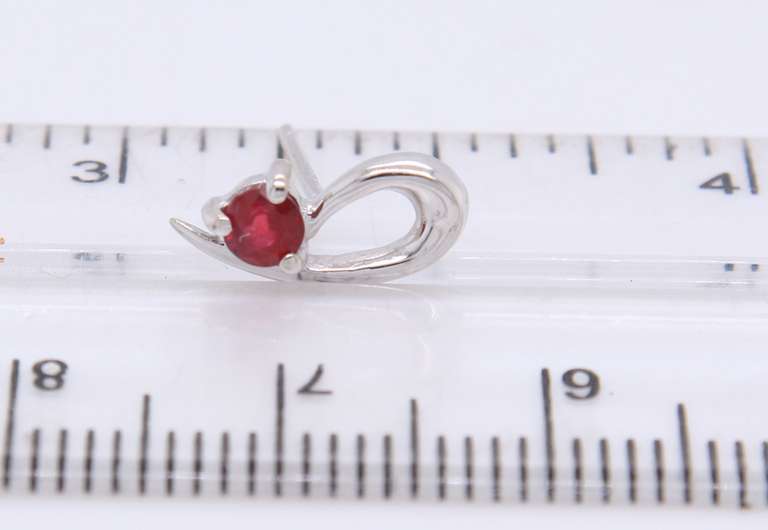 Cute White Gold Ruby Earrings