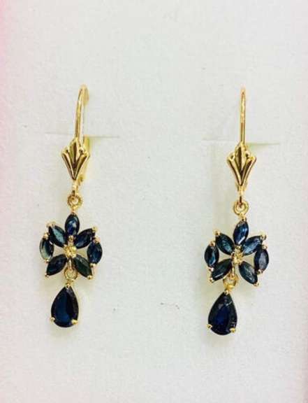 14kt Yellow Gold & Blue Sapphire Earrings