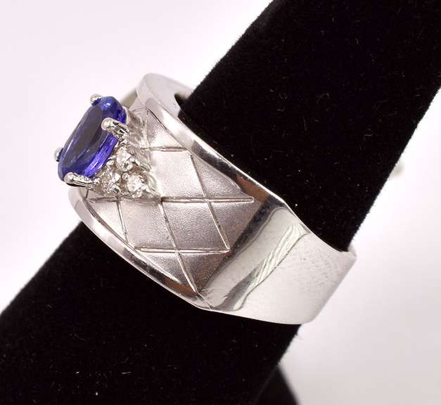 Incredible Purple Gemstone and Diamond Ring in 14K White Gold
