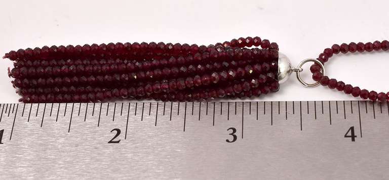 Incredible Garnet Bead Necklace with 18K White Gold
