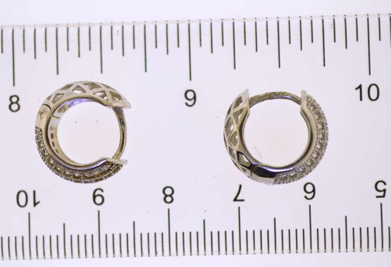 Sterling Silver Crystal Pave Small Huggies Earrings