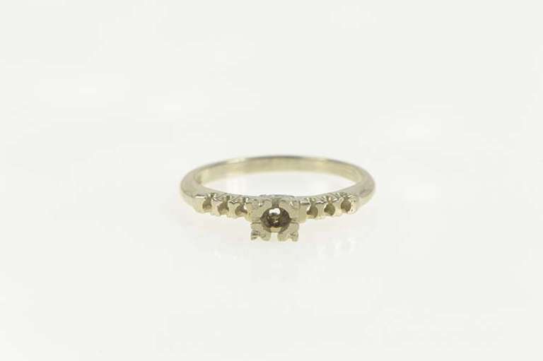 14K White Gold Vintage NOS 1950's Engagement 2.5mm Setting Ring