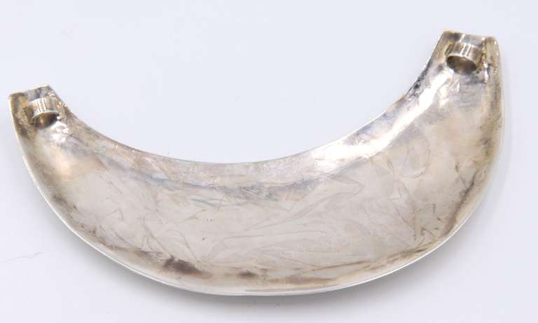 Vintage Sterling Silver Half Moon Pendant