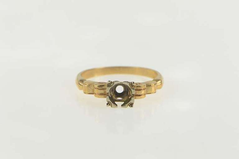 14K Yellow Gold Vintage NOS 1950's 4.6mm Engagement Setting Ring