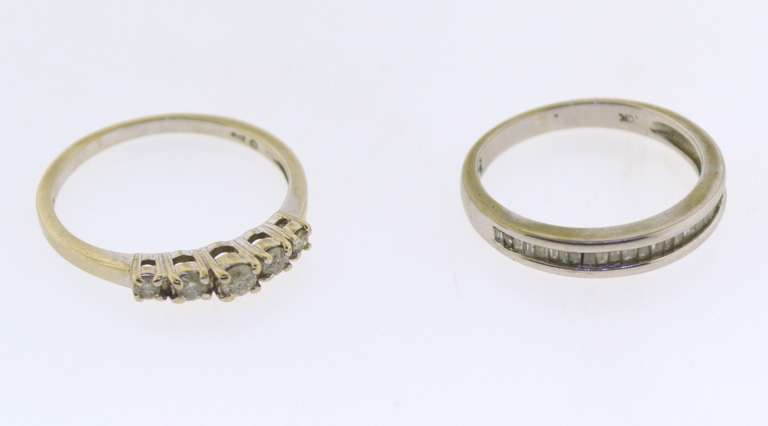 10KT White Gold Two Diamond Bands