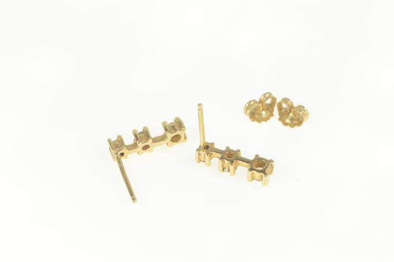 14K Yellow Gold 0.46 Ctw Diamond Tiered Bar Statement Earrings