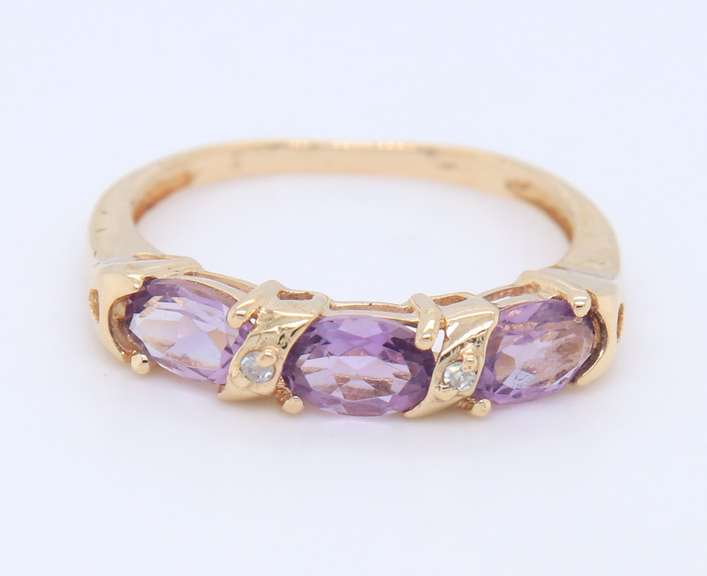 Fancy Yellow Gold 3 Morganite and Diamond Ring