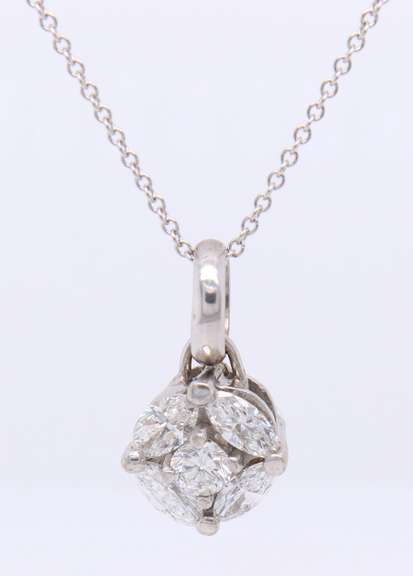 Dazzling White Gold 1.25ctw Diamond Pendant on Chain