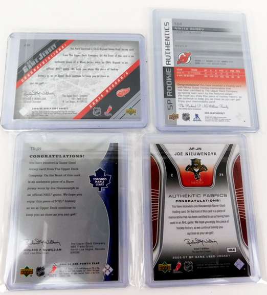 4 Hockey Jersey Cards by Upper Deck