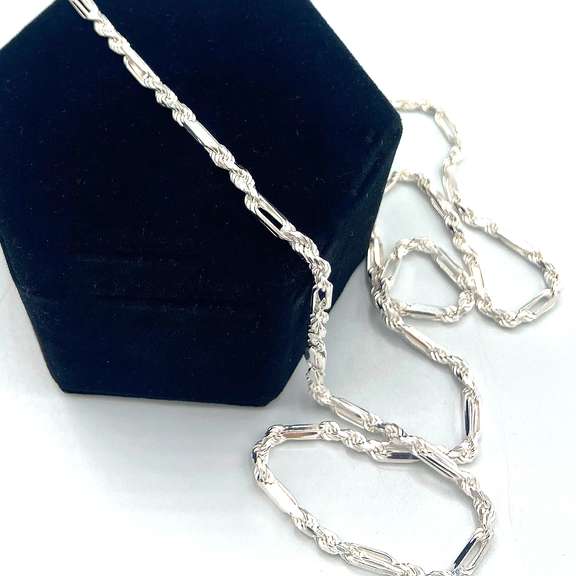 Classic Italian Silver Rope and Figaro Chain Necklace
