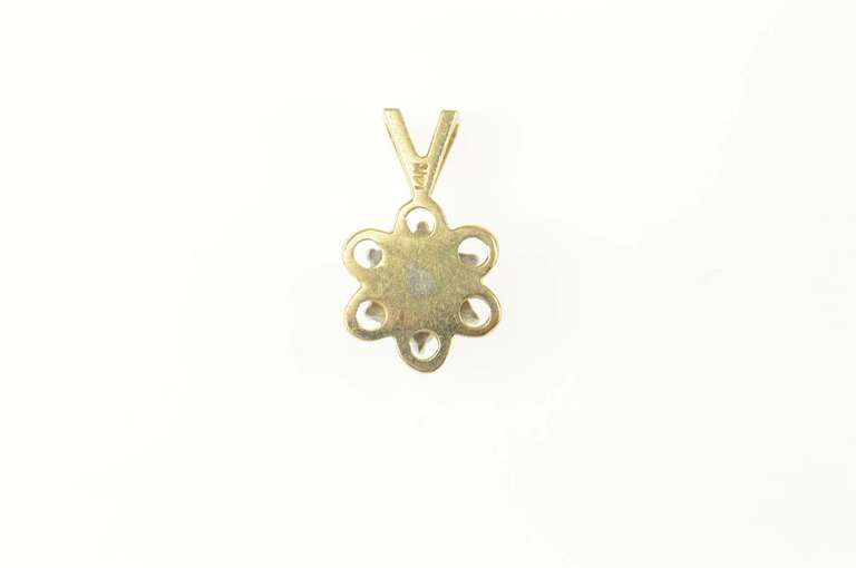 14K Yellow Gold Flower Diamond Flower Cluster Pendant