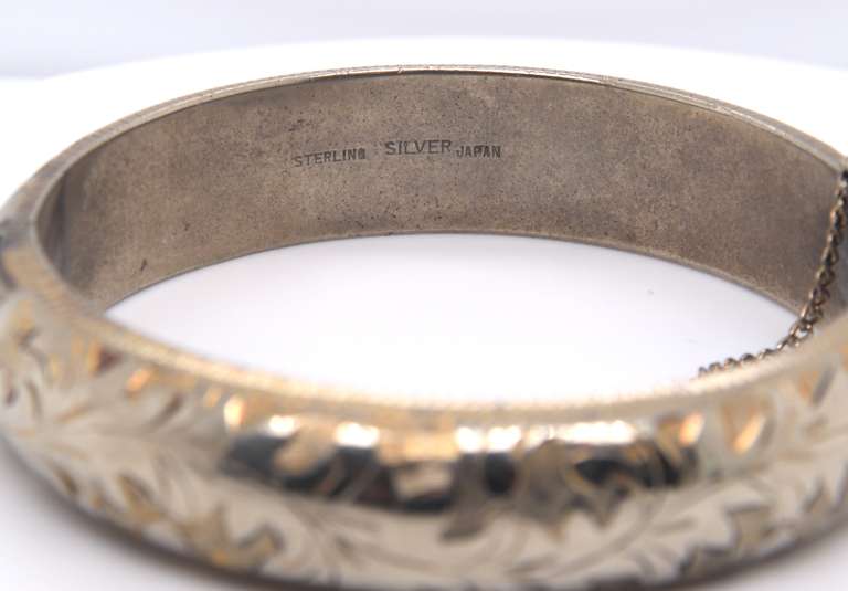Vintage Sterling Silver Signed Bangle Bracelet