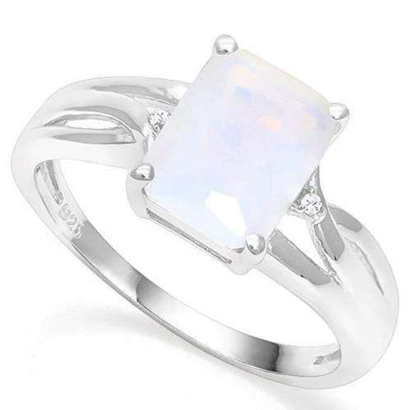 1.85 CT CREATED ETHIOPIAN OPAL & DIAMOND 925 STERLING SILVER COCKTAIL RING