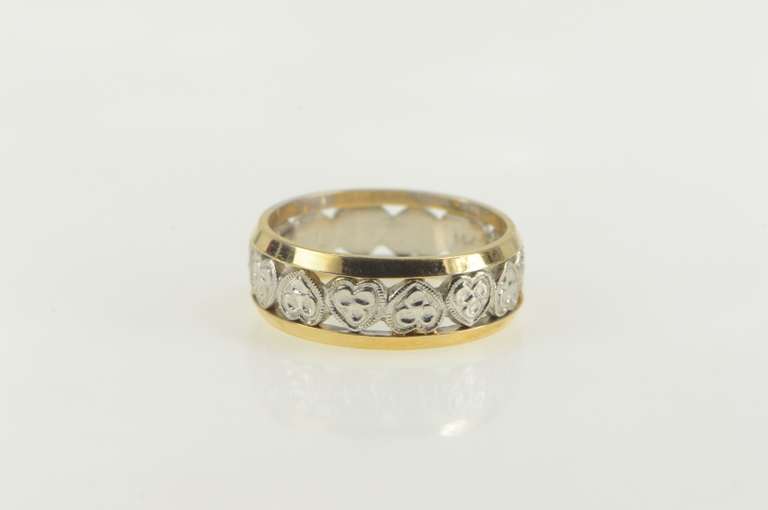 14K Yellow Gold Vintage NOS 1950's Heart Wedding Band Ring
