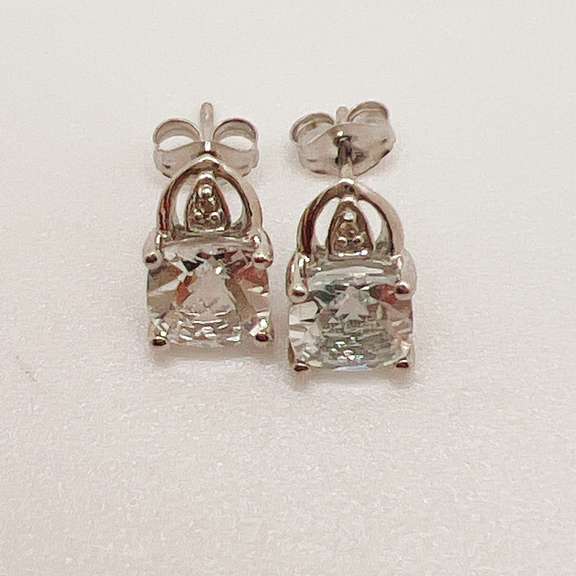 14kt Gold, White Sapphire, & Diamond Earrings